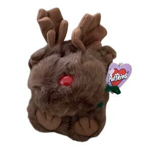 Vtg Puffkins Moosletoe Plush Reindeer Red Nose Antlers‎ Stuffed Animal 5.5"